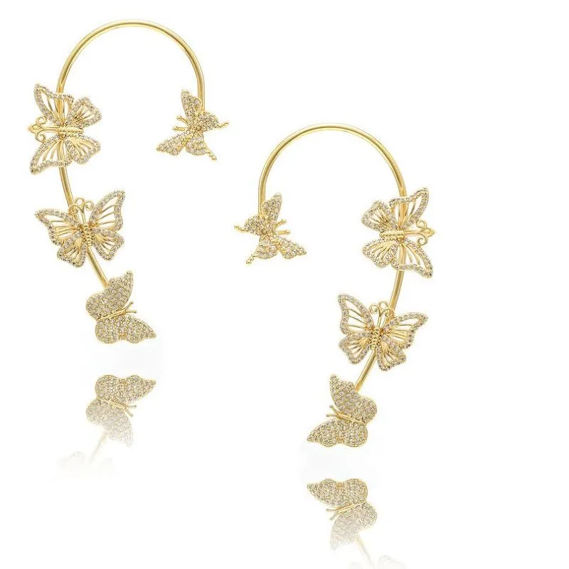 Butterfly øredobber mansjett gullbelagt
