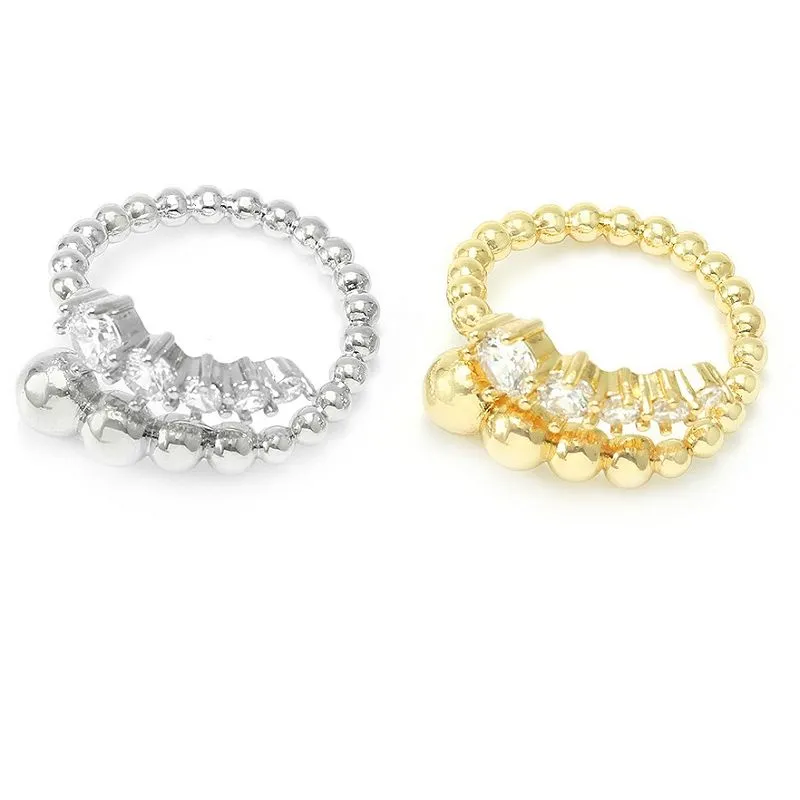 Gullbelagt Cz justerbar ring