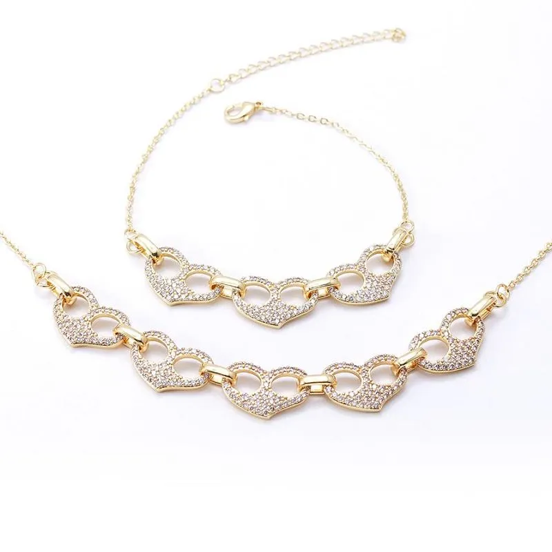 Halskjede Armbånd Hjerte Smykkesett