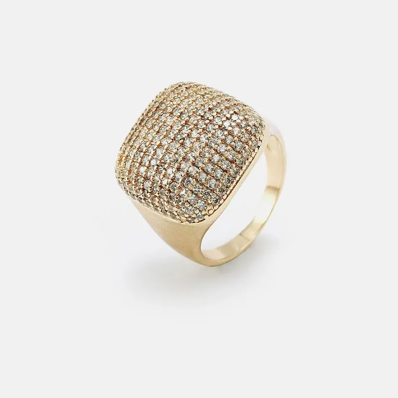 Kvinner Hvit Zircon Pave Ring